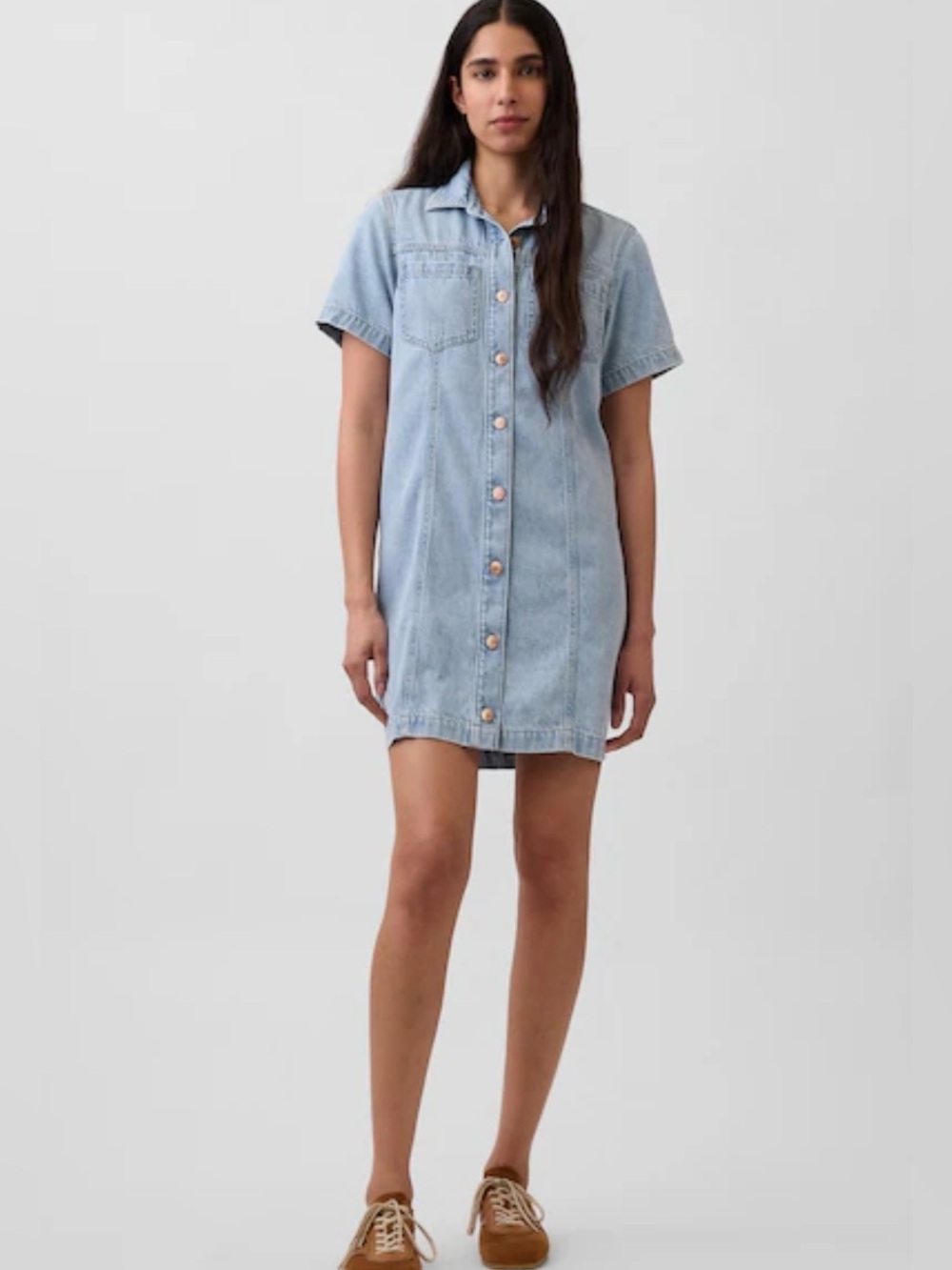 NWT GAP UltraSoft Denim Mini Shirtdress A-Line Light Washed Size XXL Tall